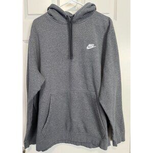 Nike Club Fleece Pullover Hoodie Gray Hooded Sweatshirt 804346-071 Men's XXL